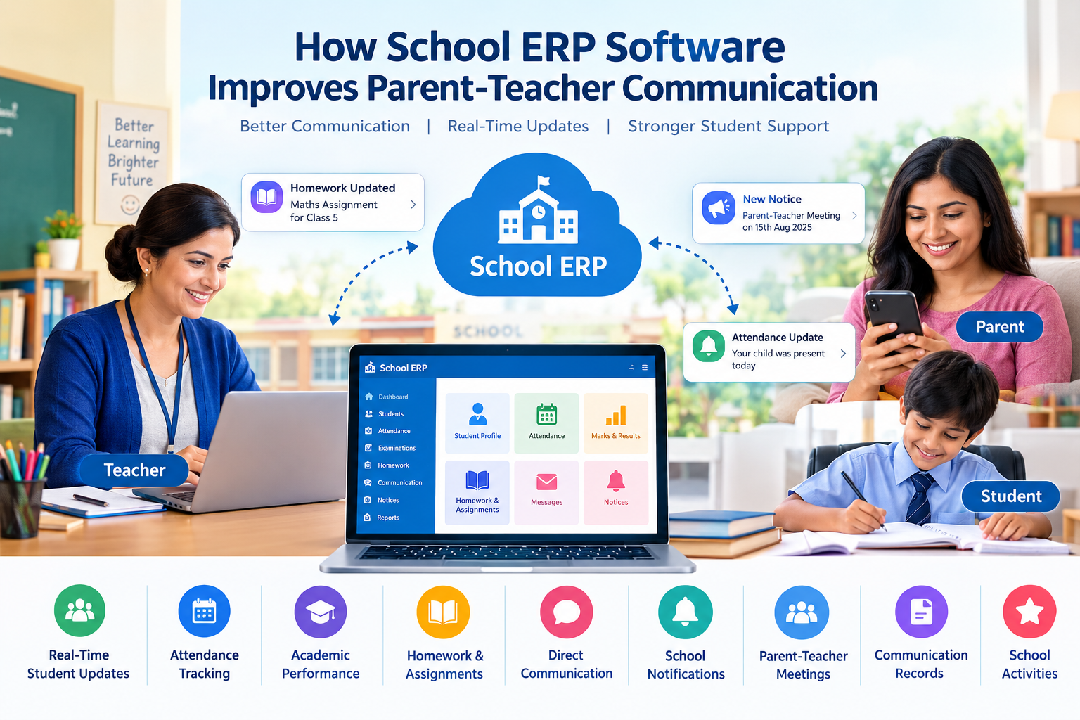 How School ERP Software Improves Parent-Teacher Communication